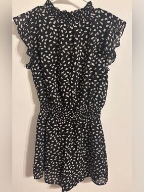 Black and White Printed Romper